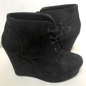 Lace Up Velvet Platform Booties